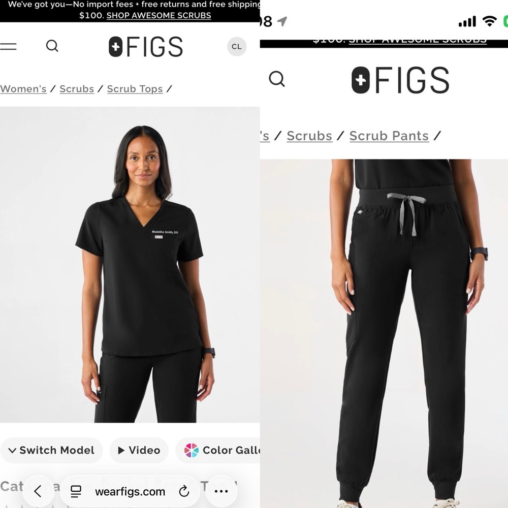 SET FIGS Women's Black Scrub Set